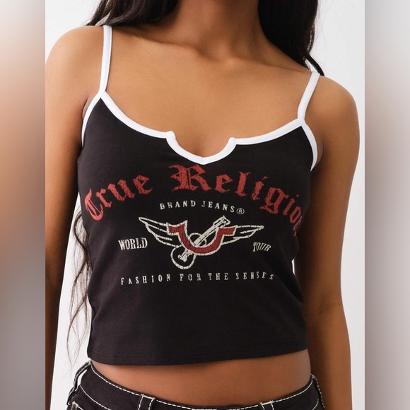 NWT - TRUE RELIGION Horseshoe Ring Womens Ringer Cami - Size S - Picture 2 of 4